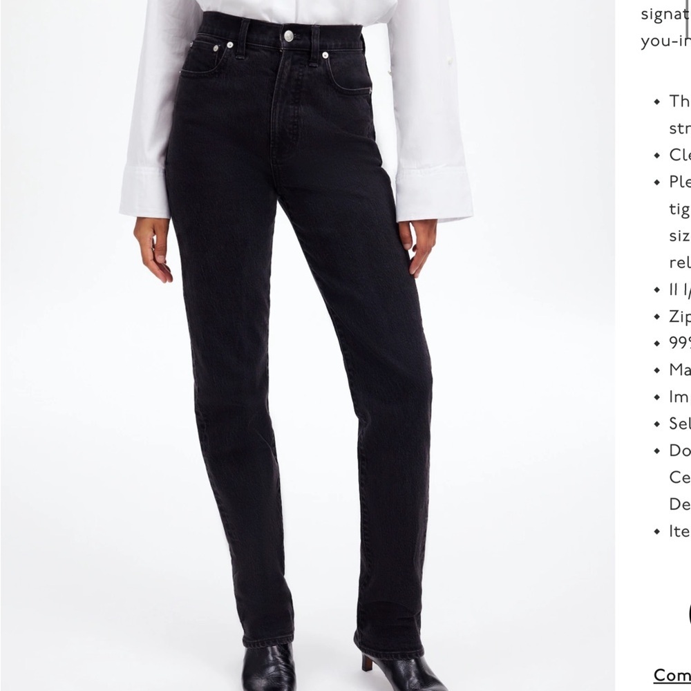 Madewell 90’s Straight leg jeans Black Size 26